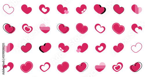 シンプルなハートマーク セット 赤色