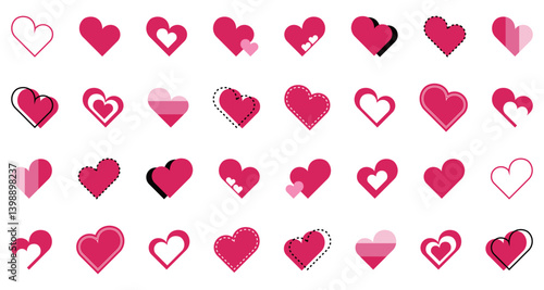 シンプルなハートマーク セット 赤色