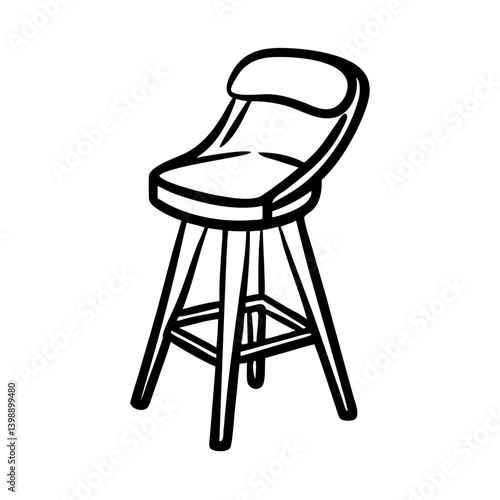 Stylish bar stool icon in minimalist design, modern decor concept