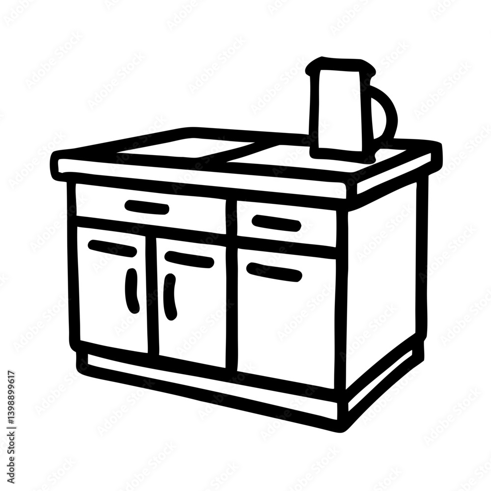 Kitchen island icon with simple design, functional home concept Kitchen island icon with simple design, functional home concept