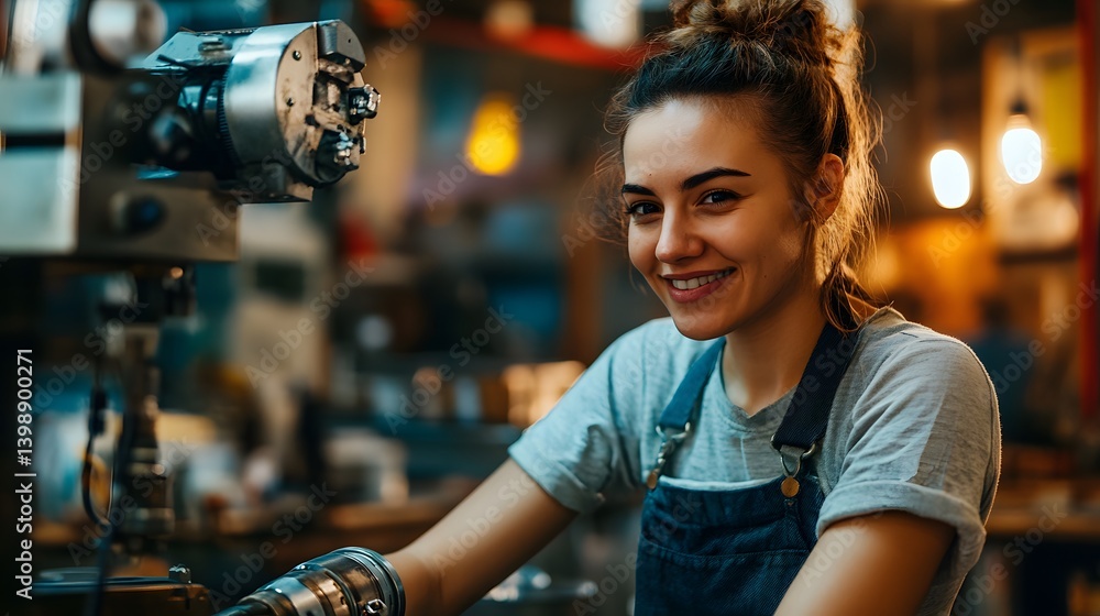 Fototapeta premium A skilled worker expertly operating a machine, radiating confidence and expertise