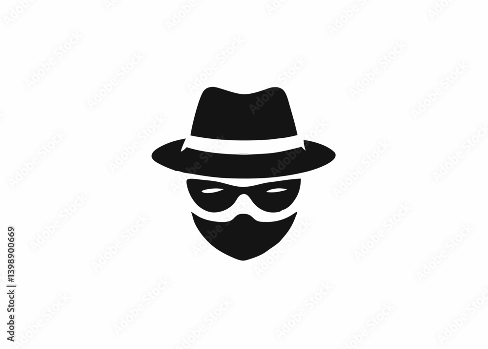 black and white icon fedora hat masquerade mask black and white icon fedora hat masquerade mask