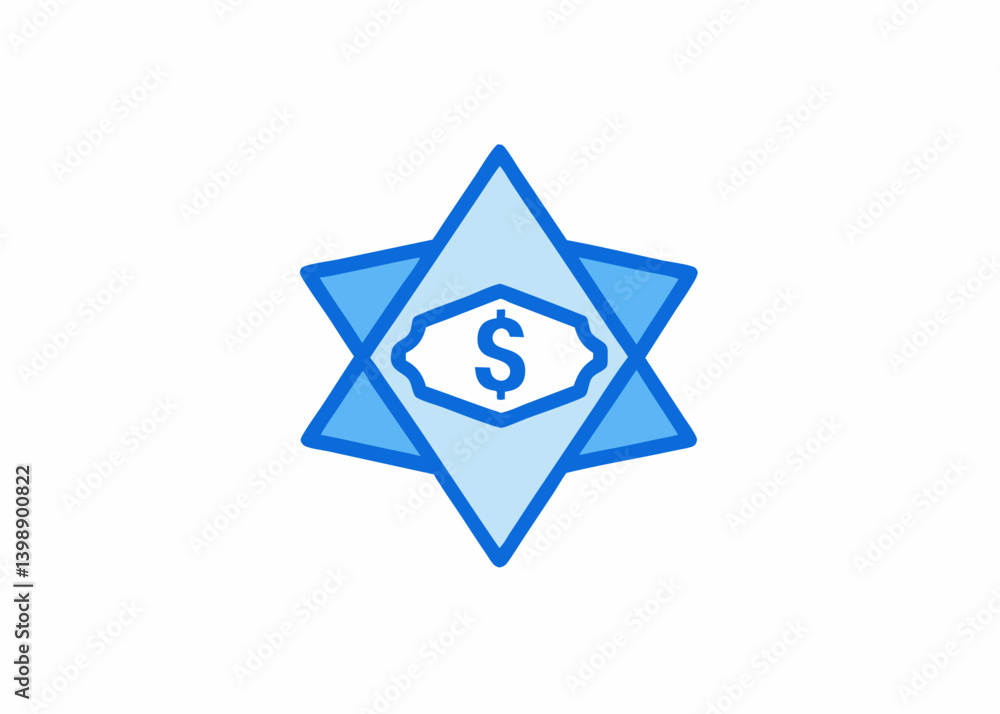 blue icon money symbol dollar bills star shape blue icon money symbol dollar bills star shape