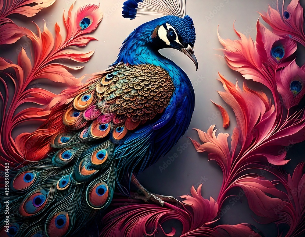 Fototapeta premium Art- Colorful Peacocks with awesomely Beautiful Feathers