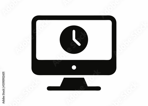 computer monitor icon clock display minimalist d