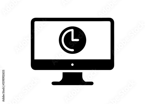 computer monitor icon clock display minimalist d
