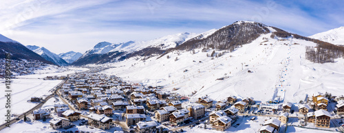 Aerial view of Livigno village in north Italy