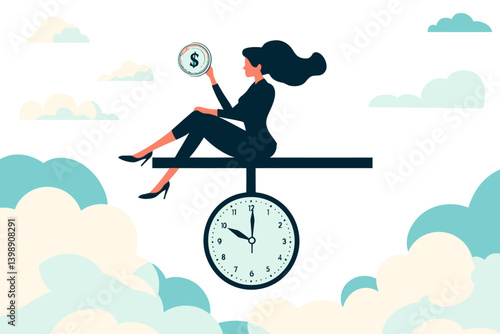 A business woman finds joy in balancing her professional and personal life, making deliberate decisions about how to allocate her time and money, and prioritizing long-term savings and investments,