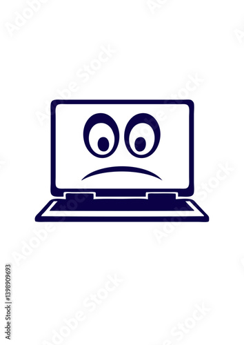 ordinateur portable smiley triste icone
