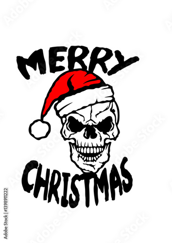 merry christmas tete de mort bonnet noel pere