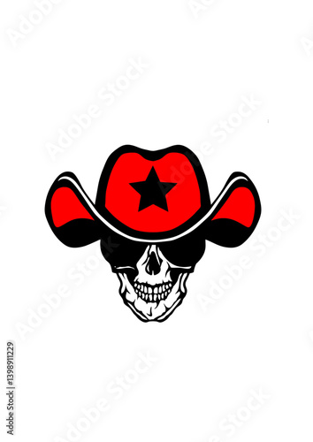 tete de mort chapeau cowboy etoile crane