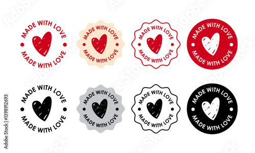 Made with Love Label Cute Fun Lettering Calligraphy Text Sticker Packaging
