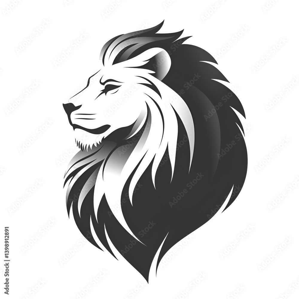 Stylized Lion Head Silhouette with Flowing Mane and Graceful Profile Showcasing Strength and Majesty on Transparent Background Stylized Lion Head Silhouette with Flowing Mane and Graceful Profile Showcasing Strength and Majesty on Transparent Background