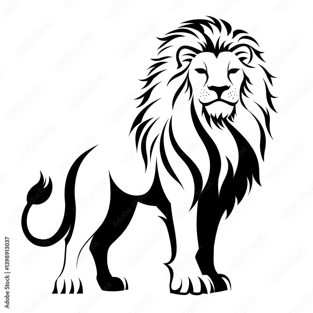 Regal Lion Standing Proudly in a Majestic Pose with a Strong Presence in the Wilderness Evoking Power and Elegance on a Transparent Background Regal Lion Standing Proudly in a Majestic Pose with a Strong Presence in the Wilderness Evoking Power and Elegance on a Transparent Background