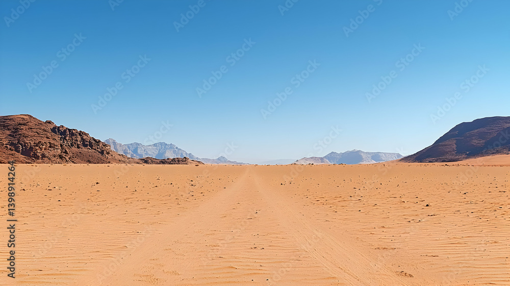 Vast Desert Landscape Under Sunny Sky Vast Desert Landscape Under Sunny Sky