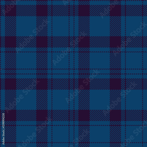 Elegant Rustic very dark purple & Vintage prussian blue Seamless Tartan Fabric Design