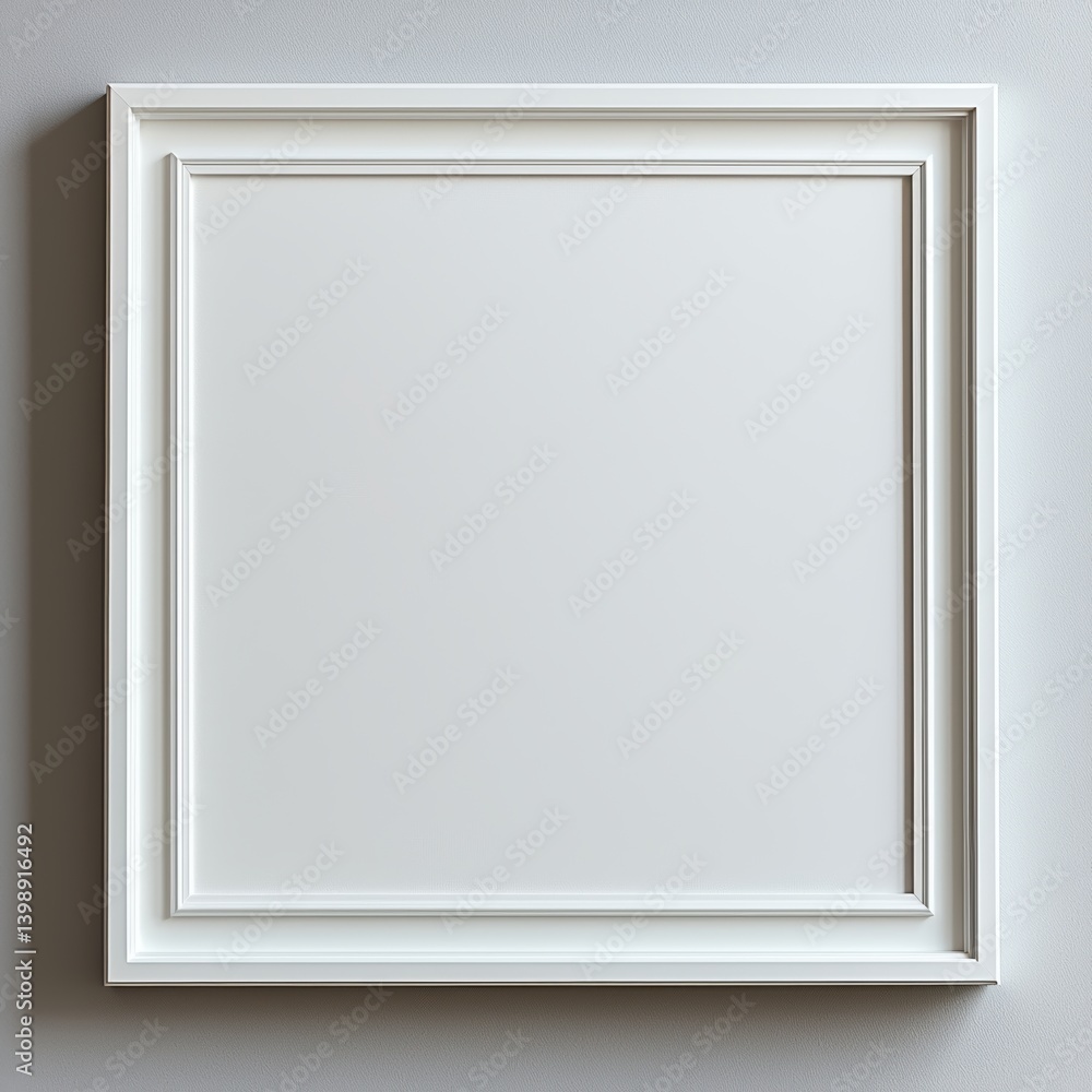 Elegant White Picture Frame Mockup on Gray Wall Elegant White Picture Frame Mockup on Gray Wall