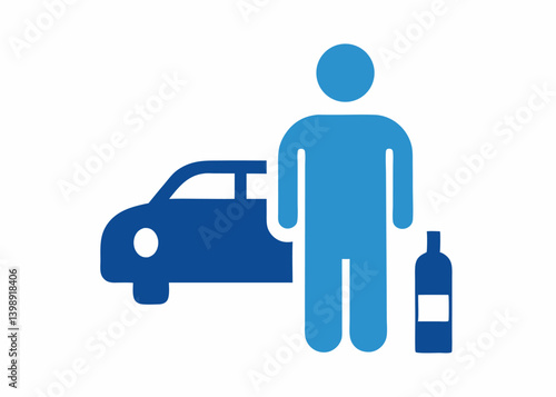 minimalist icon drunk driving warning blue stick