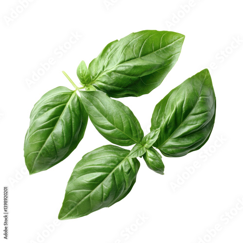 fresh basil Leaves Isolated on white transparent background