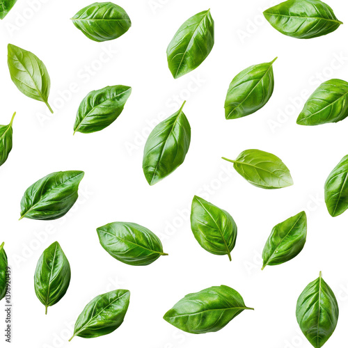 fresh basil Leaves PNG Isolated on white transparent background