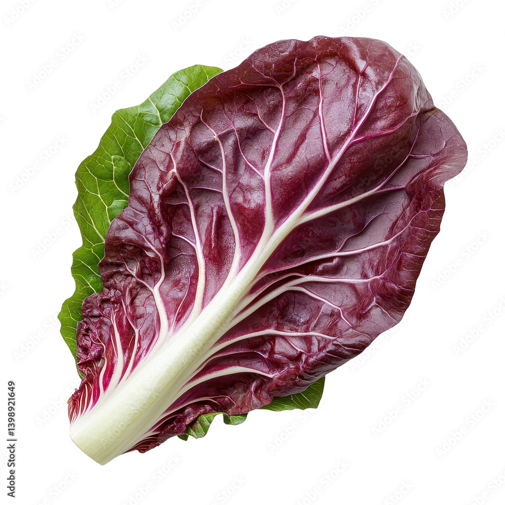 Obraz premium fresh green radicchio leaf Isolated on white transparent background