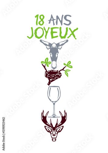18 ans ane nid verre cerf rebus anniversaire