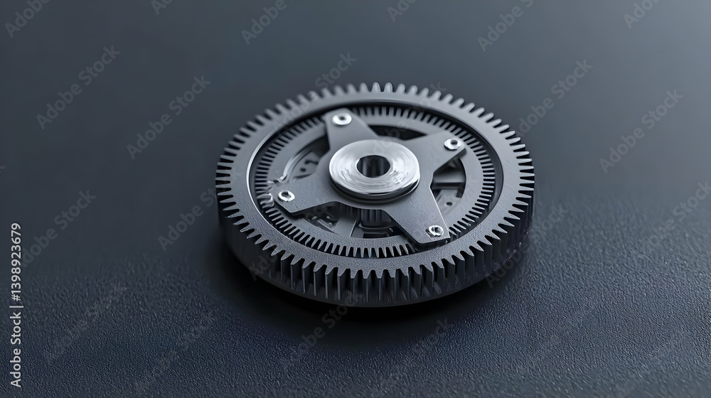 Complex Gear Mechanism In Dark Gray Background Complex Gear Mechanism In Dark Gray Background