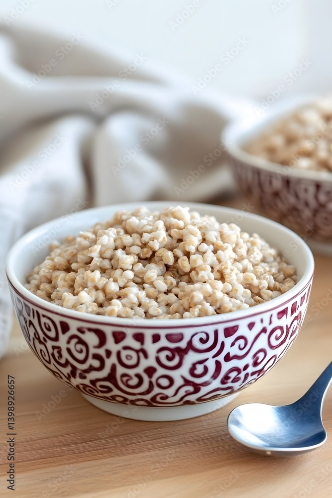 Creamy Pearl Barley Breakfast Bowl Healthy Cereal Food Creamy Pearl Barley Breakfast Bowl Healthy Cereal Food