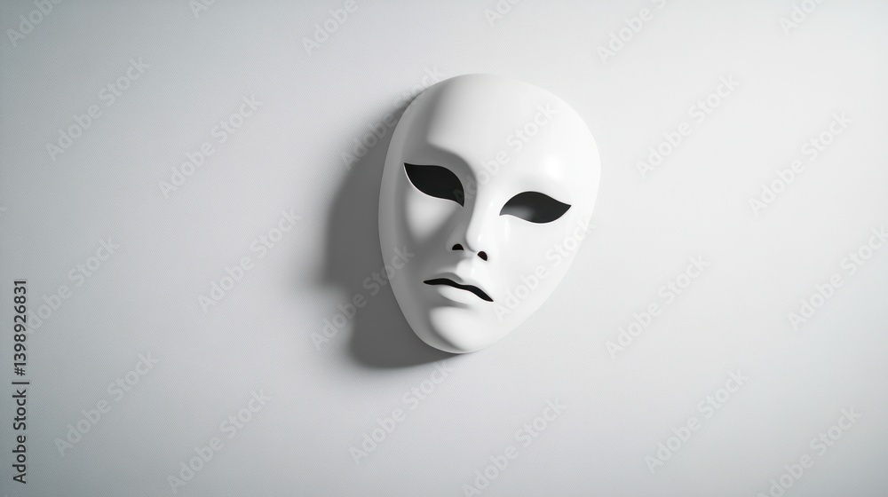 White mask on white background conceptual identity symbol anonymous hidden concepts