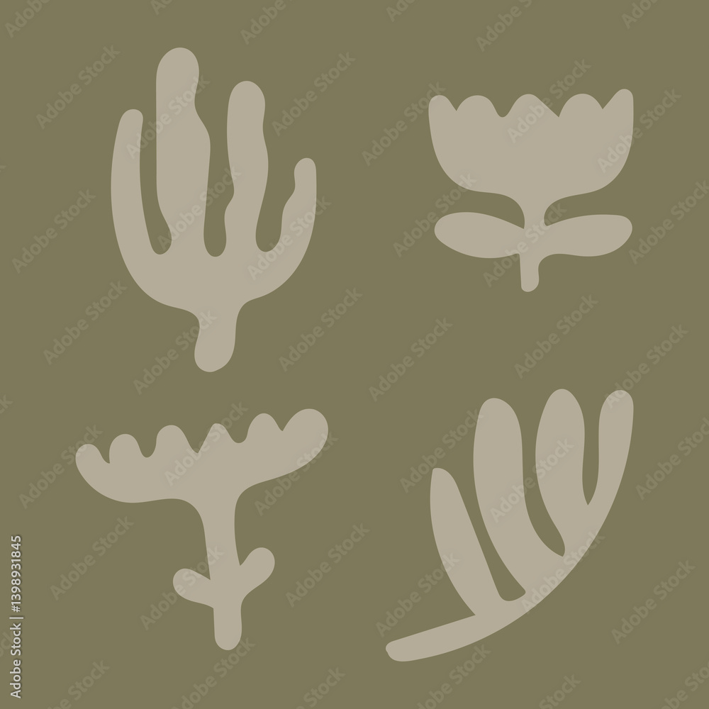 Obraz premium Abstract Botanical Shapes Sticker