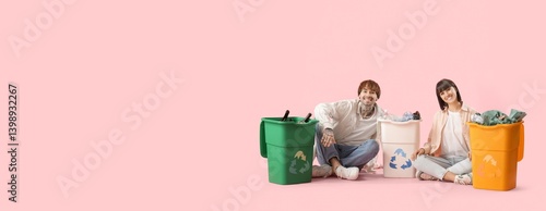 Young couple with container...