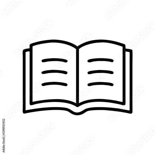 Ícone de livro aberto, vetor PNG ou SVG isolado em fundo transparente ou branco