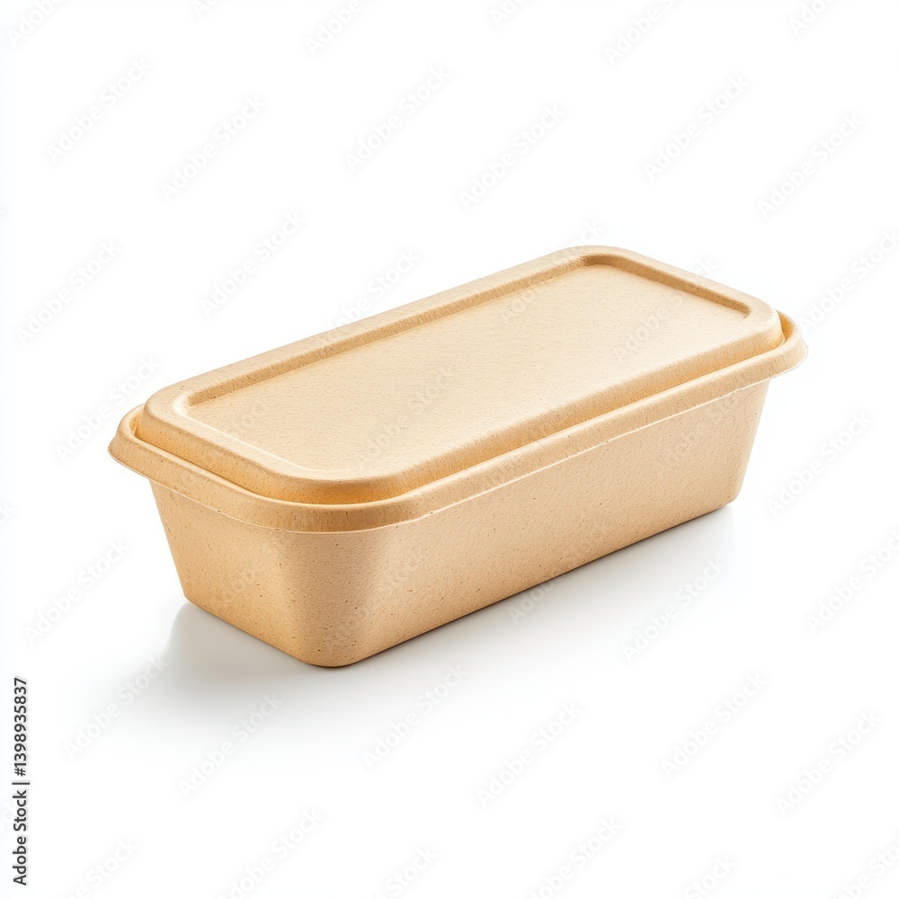 Beige container with lid closed on white background Beige container with lid closed on white background