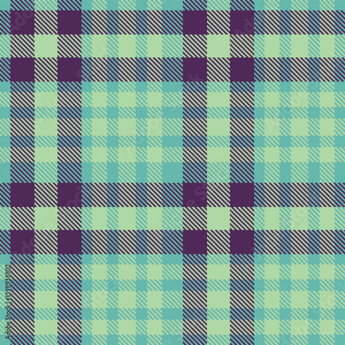 Neon dull teal Tartan patterns fabric texture. Elegant Vibrant light mint green Seamless Tartan