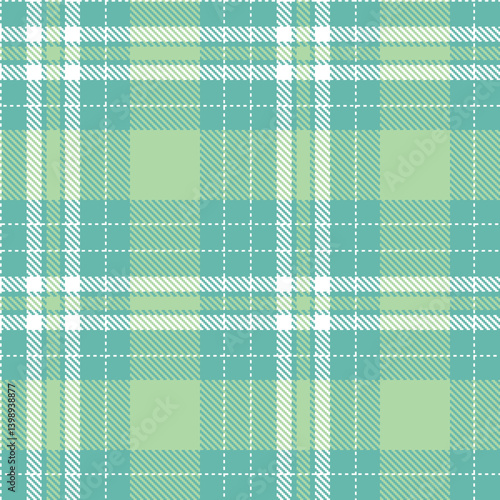 Metallic dull teal and Smoky white Seamless Tartan Fabric Design