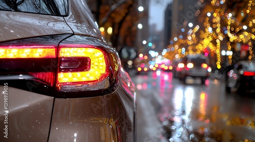 Wallpaper Mural Rainy night cityscape car taillights Torontodigital.ca
