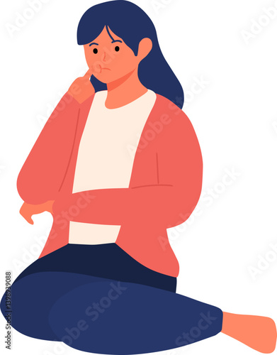 thoughtful people woman thinking or making decision while sitting