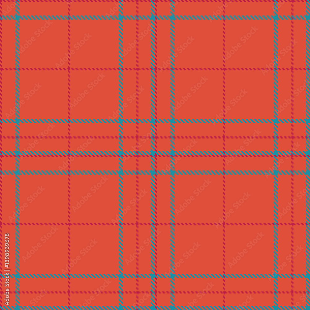 Naklejka premium Traditional coral and Vivid rose red Seamless Tartan Fabric Design