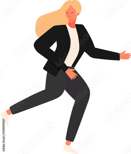 business woman running away from being chased by something