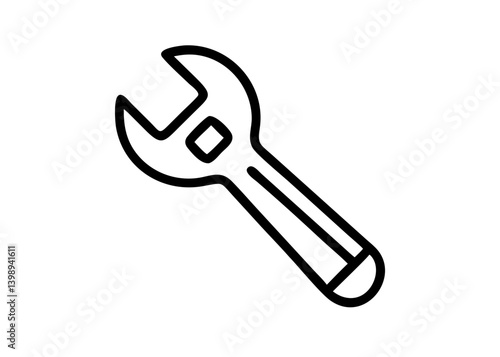 wrench. Pretty icons with black line drawings. Construction site.