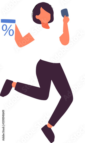 Happy people are jumping. Discounts and sales. Favorable shopping. Advertising promo.