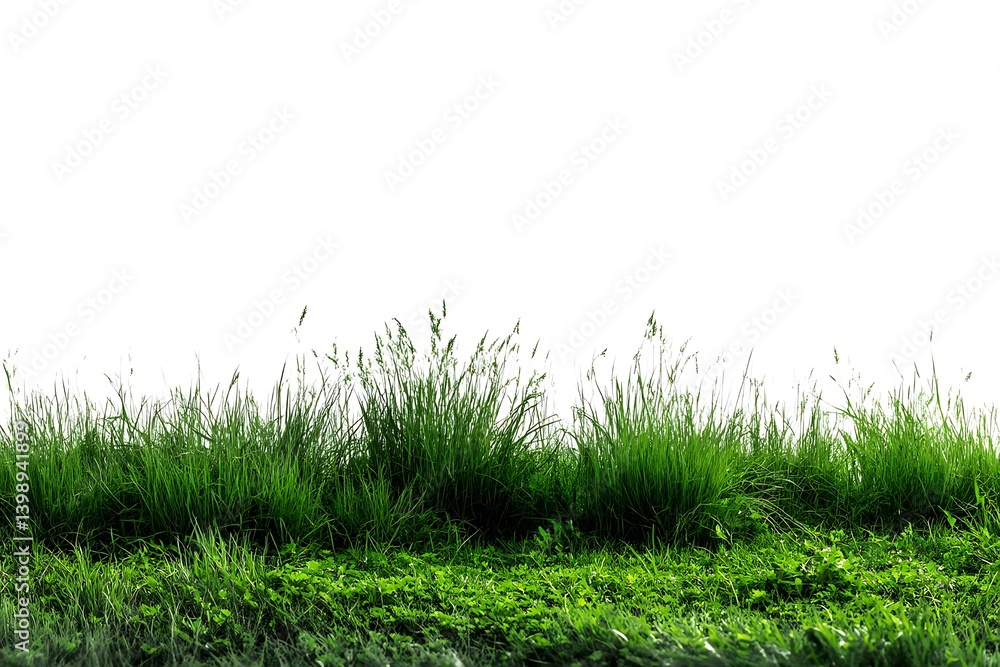Fototapeta premium Dynamic Grass Surface White Isolated View 