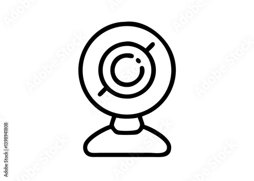 PC peripherals web camera, icons. Cute icon with black line drawing.