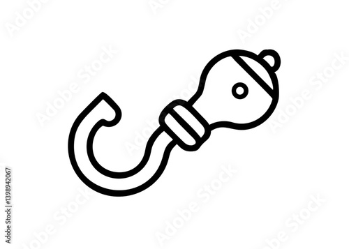 hook. fishing. Cute icon with black line drawing.