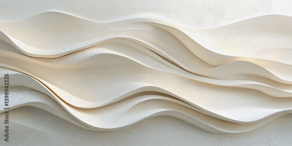 Obraz premium Abstract waves of white paper in flowing motion against a neutral background 