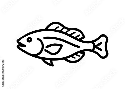rockfish. fish icon. Cute icon with black line drawing.