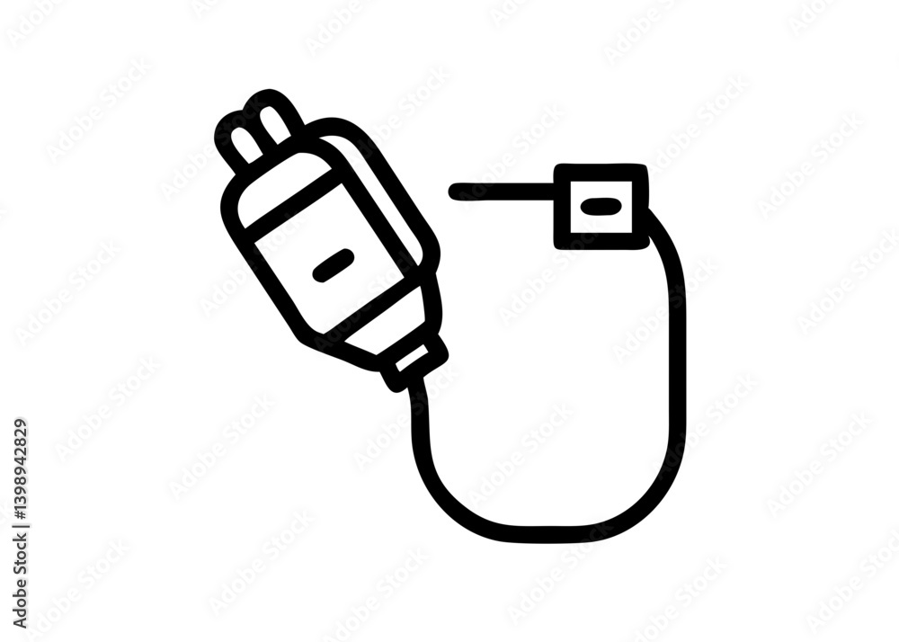 plug adapter. icon. Cute icon with black line drawing. plug adapter. icon. Cute icon with black line drawing.