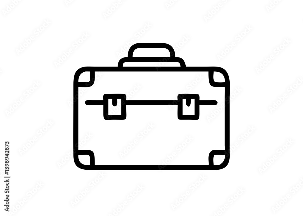 Suitcase. Cute icon with black line drawing. Suitcase. Cute icon with black line drawing.