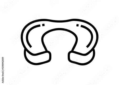 neck pillow. Cute icon with black line drawing.