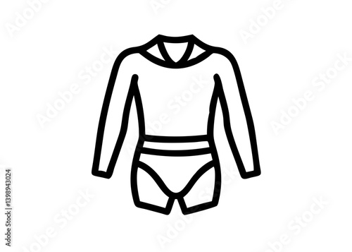 Swimsuit. Wetsuits. Cute icon with black line drawing.